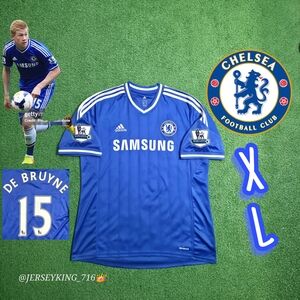 Nike Chelsea FC Kevin De Bruyne #15 2013/2014 Home Blue Jersey EPL Patches XL